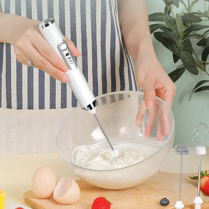 Electric Foamer Mixer Whisk Beater Stirrer 3-Speeds Coffee Milk Drink Frother USB Rechargeable Handheld Food Blender Whisk