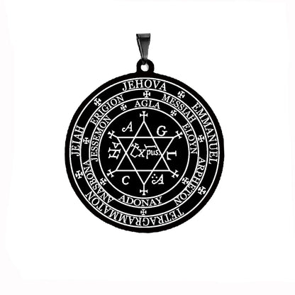 Grand Pentacle De Salomon The Grand Grimoire with The Great Clavicle of Solomon Amulet Talisman Stainless Steel Pendant Necklace