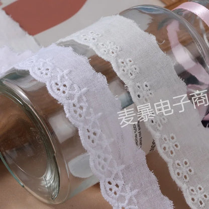 Beige White Floral Embroidery Cotton Lace Ribbon DIY Apparel Sewing & Fabric Handmade Crafts Material Lace Tape