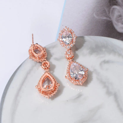 Fashion necklace accessories women's earring Jewelry sets bride's wedding zircon water drop girls earrings for women jewellery