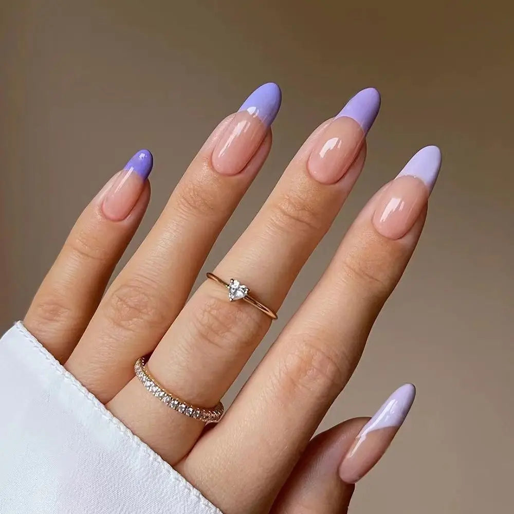 24pcs/Box Almond False Nails Press On Nails Detachable Fake Nail Tip gold heart with Design Manicure Patches Press On Nails