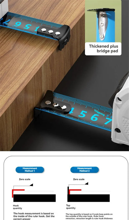 Automatic Locking Anti-cut Hand Blue Laser Digital Tape Measure Measuring Tape Retractable for Electrician Man Gift