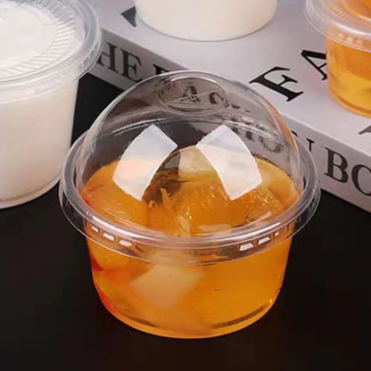 50pcs 250ml Disposable Salad Cup Dessert Cups with Lids Disposable Pudding Plastic Cups for Soup Sundaes Ice Cream