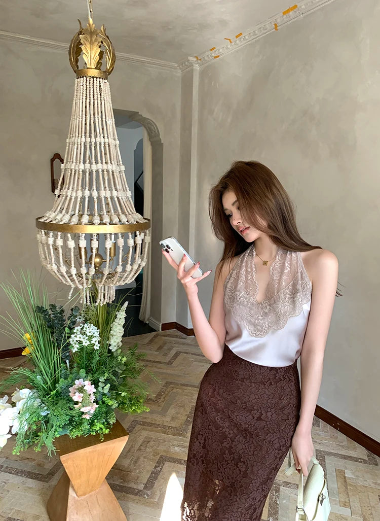 Casual Female Work Wear Office Shirts and Blouses Korean Basic Lace Shirts Women Vintage Clothing Chiffon Top