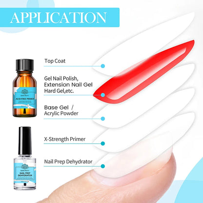 BORN PRETTY 15ml Nail Primer Nail Prep Dehydrate Base Top Coat Gel Nail Polish No Need Of UV LED Lamp Nail Art Varnish Manicure