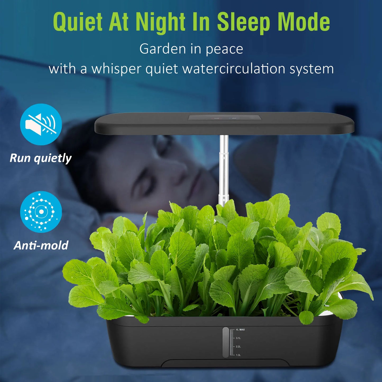 Smart Indoor Hydroponic Garden With 12 Pods, 24W LED Grow Light, Automatic Watering System For Herbs Vegetables Flower Growing