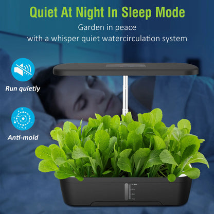 Smart Indoor Hydroponic Garden With 12 Pods, 24W LED Grow Light, Automatic Watering System For Herbs Vegetables Flower Growing