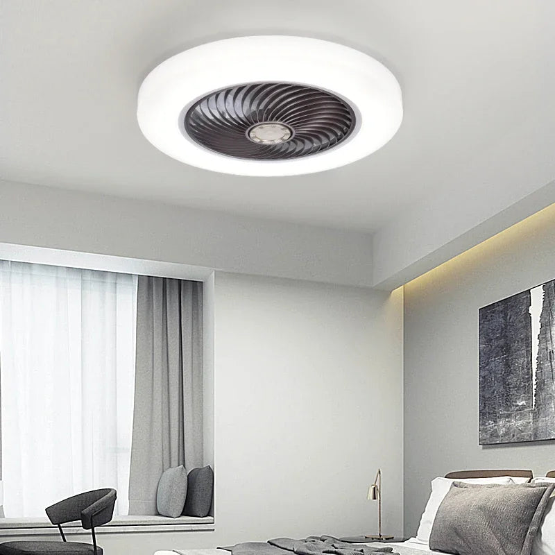 Smart ceiling fan 46 52cm fans with lights remote control bedroom decor ventilator lamp air Invisible Blades Retractable Silent
