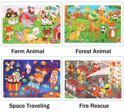 New 30 Pieces Wooden Puzzles Cartoon Animal Traffic Tangram Wood 3d Puzzle Montessori Educational Toys for Children Gifts