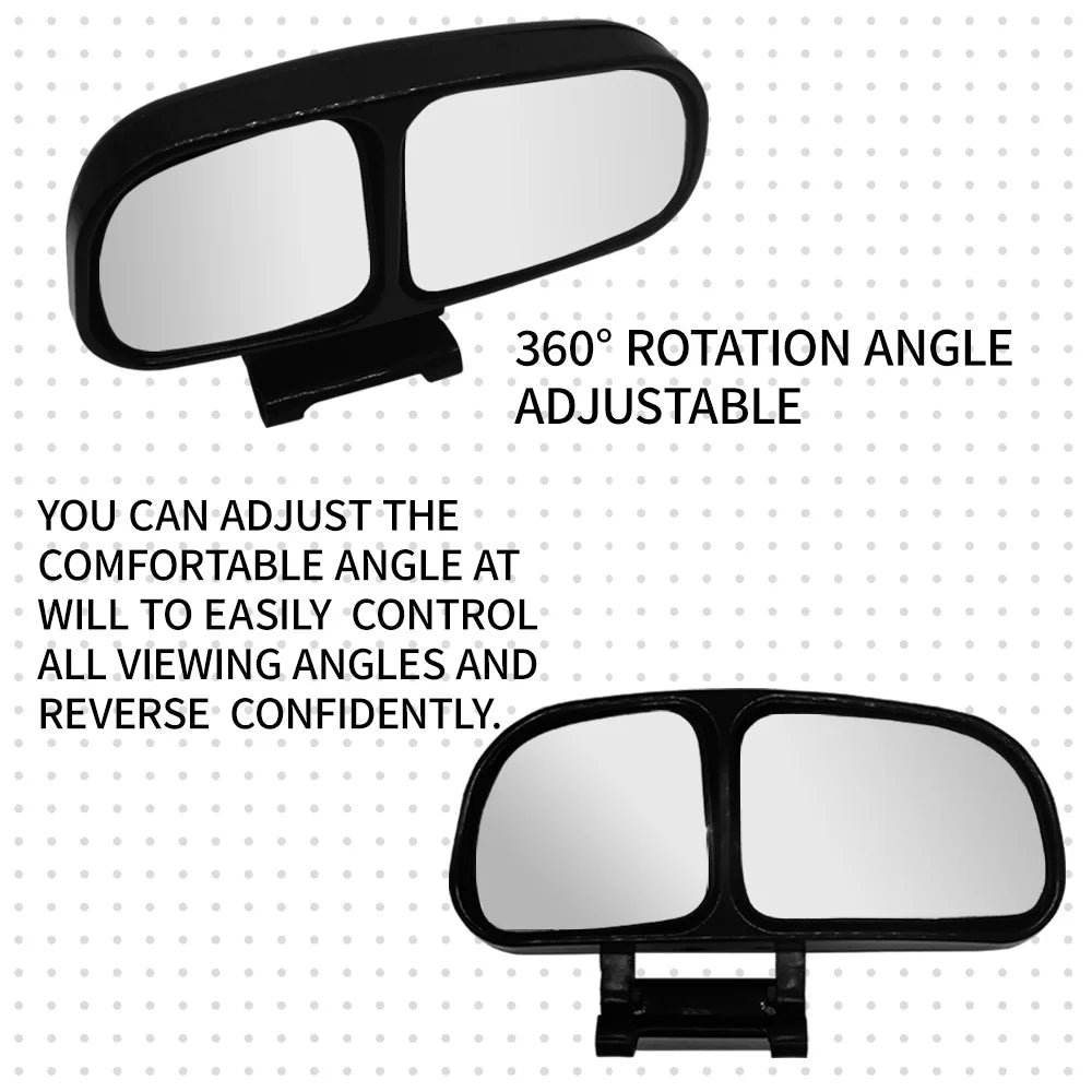 Car Rearview Mirror 360 degrees Adjustable Car Blind Spot Mirror Automotive Wide Angle Convex Mirror Dual Mirror