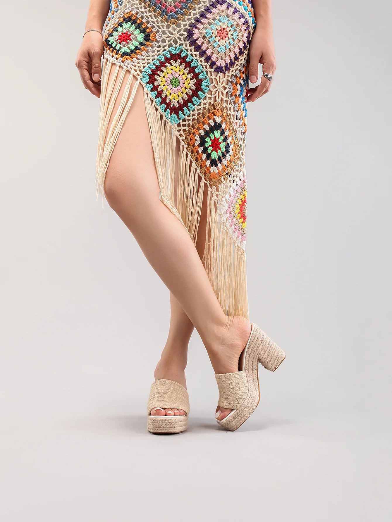 Women's hemp rope platform sandals braided grass summer waterproof high heels European and American style