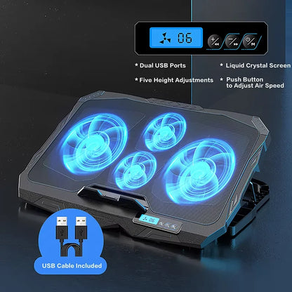 Laptop Cooling Pad,Laptop Cooler with 4 Quiet Fans for 12"-17" Computer,Gaming Laptop Fan, Height Adjustable Laptop Cooling