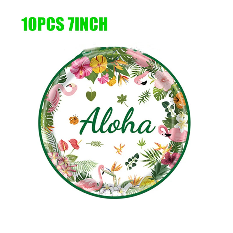 Hawaii Party Decorations Disposable Tableware Hawaii Summer Tropical Party Supplies Flamingo Aloha Birthday Party Decoration