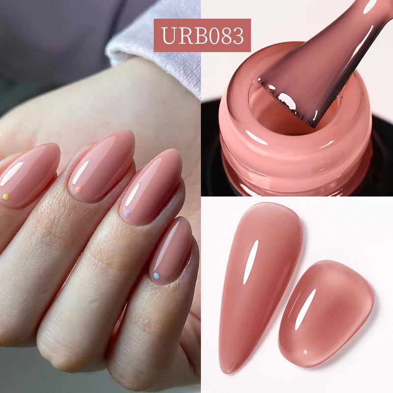 UR SUGAR 7ml Pale Pink Rubber Base Gel Nude Color Semi Permant Soak Off UV LED Self-leveling Gel Varnishes Great Coverage