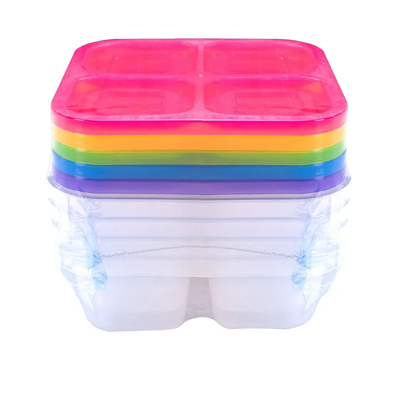 5 Pack Bento Snack Boxes - Reusable 4-Compartment Food Containers for School, Work and Travel