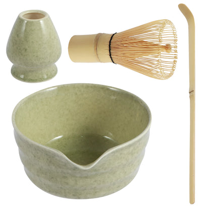 Matcha Making Kit Japanese Tea Set Scoop (Chashaku）Matcha  (Chasen) Tea Set with Ceramic Bowl Bamboo Accessories for Tea Lovers