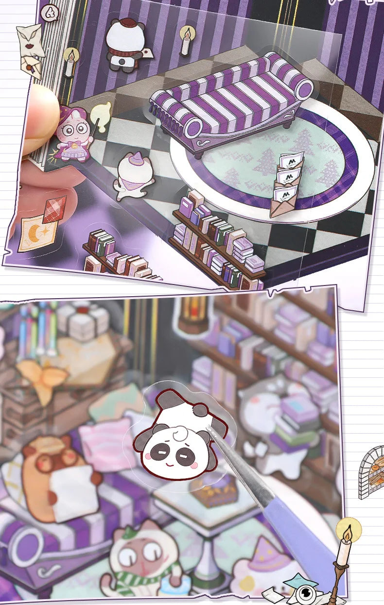 Creative Design Landscaping Sticker for Student Cute Cartoon Magic 3D Stack Scene Scrapbook Sticker Sweet Student Supplies