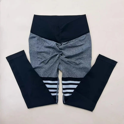 Women V Back Line Leggings Butt Lifting Gym Fitness Athletic Workout Elastic Leggins Outdoor Yoga Pants Sports Training Tights