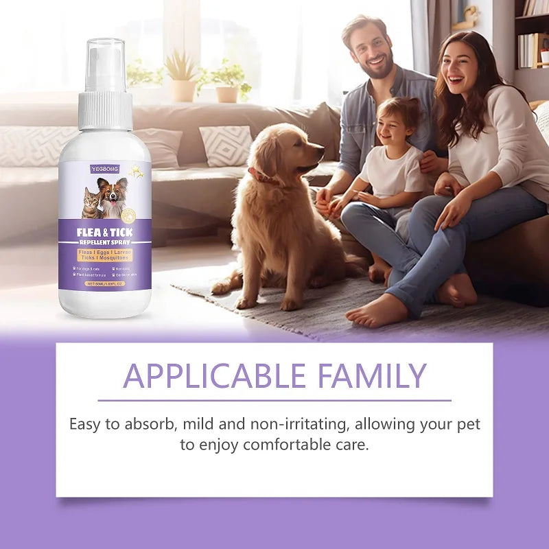 Pet Flea Tick Mites Repellent Shooting Spray with Natural Ingredients Essential Oils for Dogs and Cats External Insect Remover