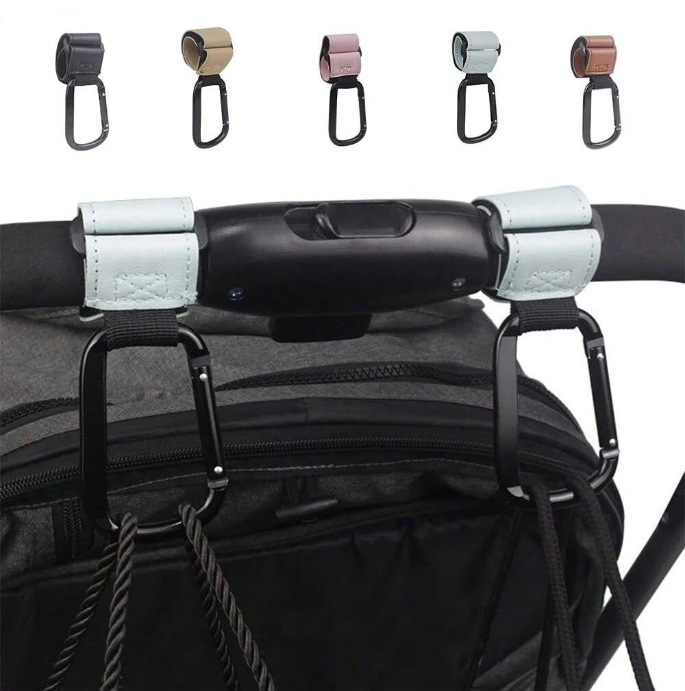 1/2pcs PU Leather Baby Bag Stroller Hook Pram Cart Organizer 360 Degree Rotatable Hook High-quality Crochet Stroller Accessories