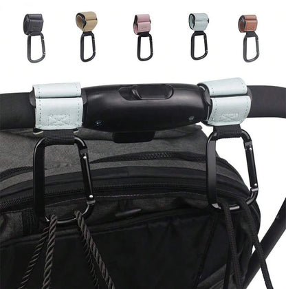 1/2pcs PU Leather Baby Bag Stroller Hook Pram Cart Organizer 360 Degree Rotatable Hook High-quality Crochet Stroller Accessories