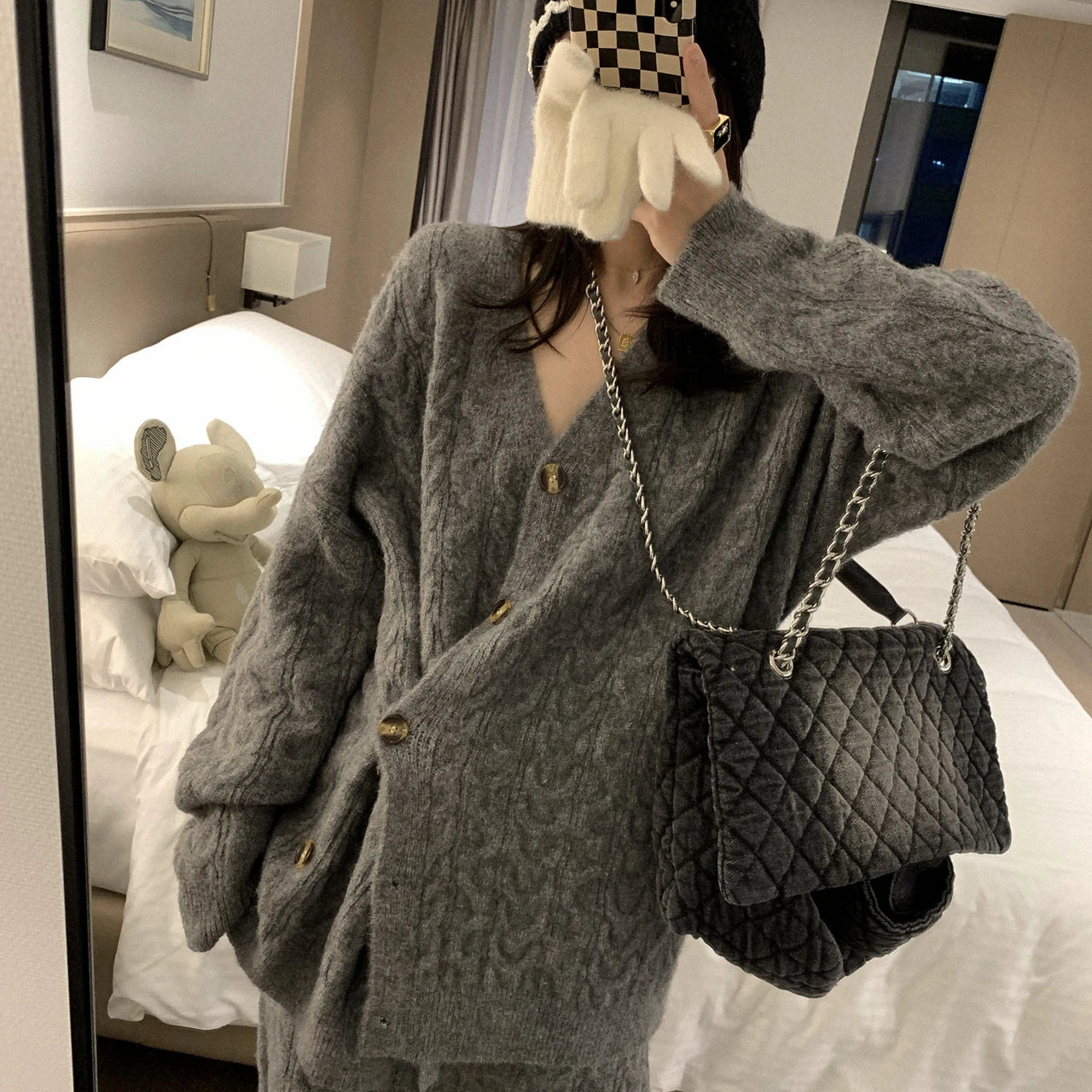 Women Sweater Winter 2 Piece Sets Elegnat Knitted Suits Female Sweaters Vintage Womens Skirt High Waist Autumn Vintage Vestidos