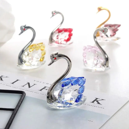 Beautiful Glass Home Decoration, Cute Swan Statue, Home Decoration, Dining Table Family Collection Gift, Home Crystal Decoration