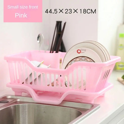 Kitchen Utensils Dish Drying Rack Drainer Rack with Drain Board Countertop Dinnerware Plates Bowls Chopsticks Spoons Organizer