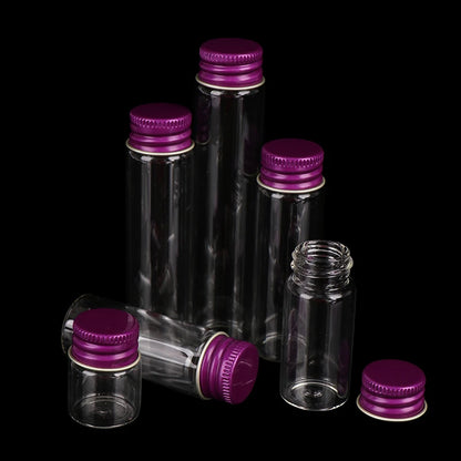 10PCS/lot  5/7/10/14/18/20/26ML Tiny Glass Jars Bottles Screw Cap Storage Jar Mini Containers GLASS Transparent Vial Bottles