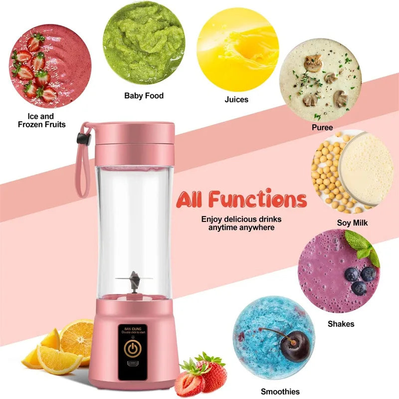 Portable Blender,Mini 6-blade Mixer for Smoothie,Milkshake, Juice, Mobile Hand juicer With USB Rechargeable For Travel, Office