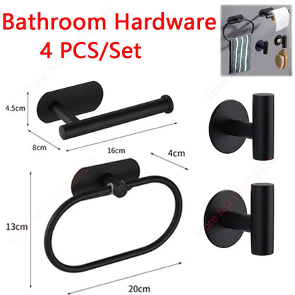 Adhesive Bathroom Hardware Accessories Towel Rack Toilet Paper Dispenser Holder Wall Coat Hooks Towel Rail Ring Roll Hanger Set