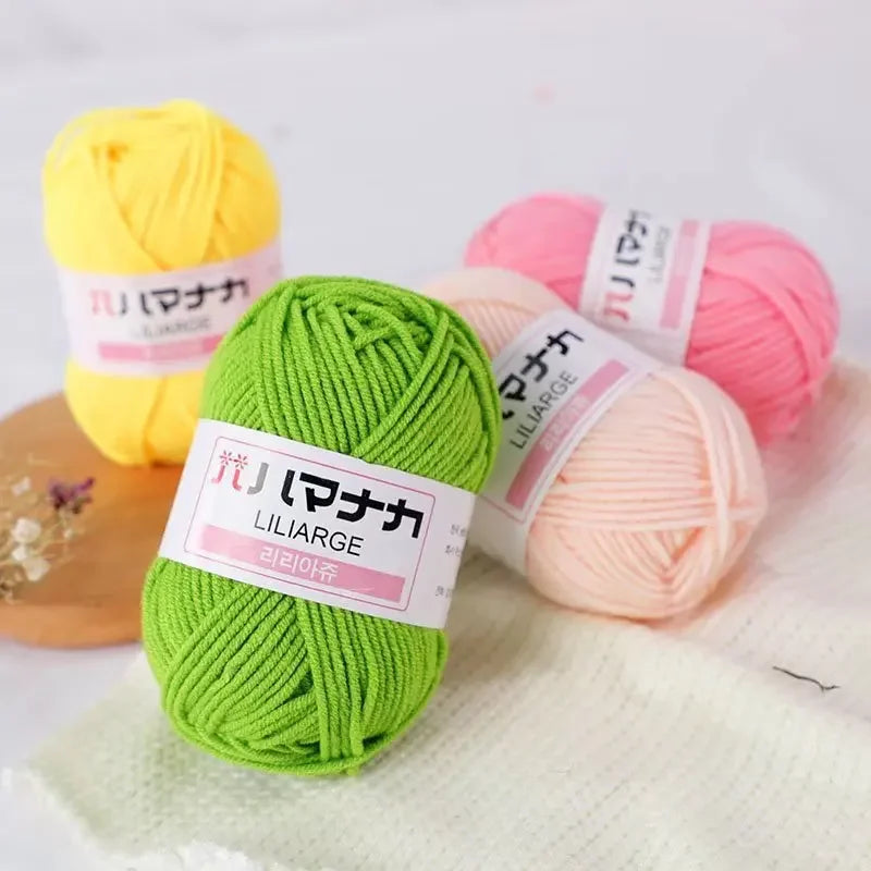 Multi-purpose 25g/ball Milk Cotton Yarn for DIY, Handmade Crafts, Amigurumi, Hats, and Bags