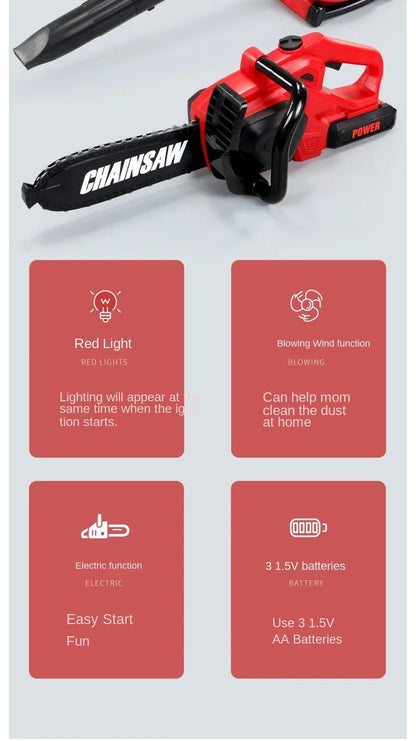 Children Electric Toolbox Pretend Play Toys Baby Simulation Tools Repair Lawn Mower Saw Hair Dryer Toy Maintenance Tool for kid