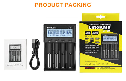 LiitoKala Lii-M4 Lii-CH4 18650 Charger LCD Display Universal Smart Charger Test Capacity 26650 18650 21700 AA AAA Battery 4slot