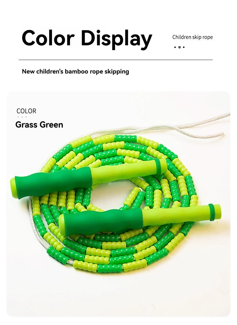 Wholesale adult and children's skipping ropes with colorful soft beads and bamboo nodes. Children's skipping ropes