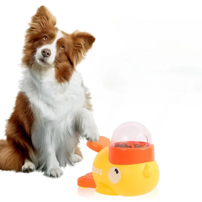 Pet Interactive Toy Dog Automatic Feeder  Pet Food Treat Dispenser Cartoon Duck Design Anti-slip Pet Feeder for Dog Training