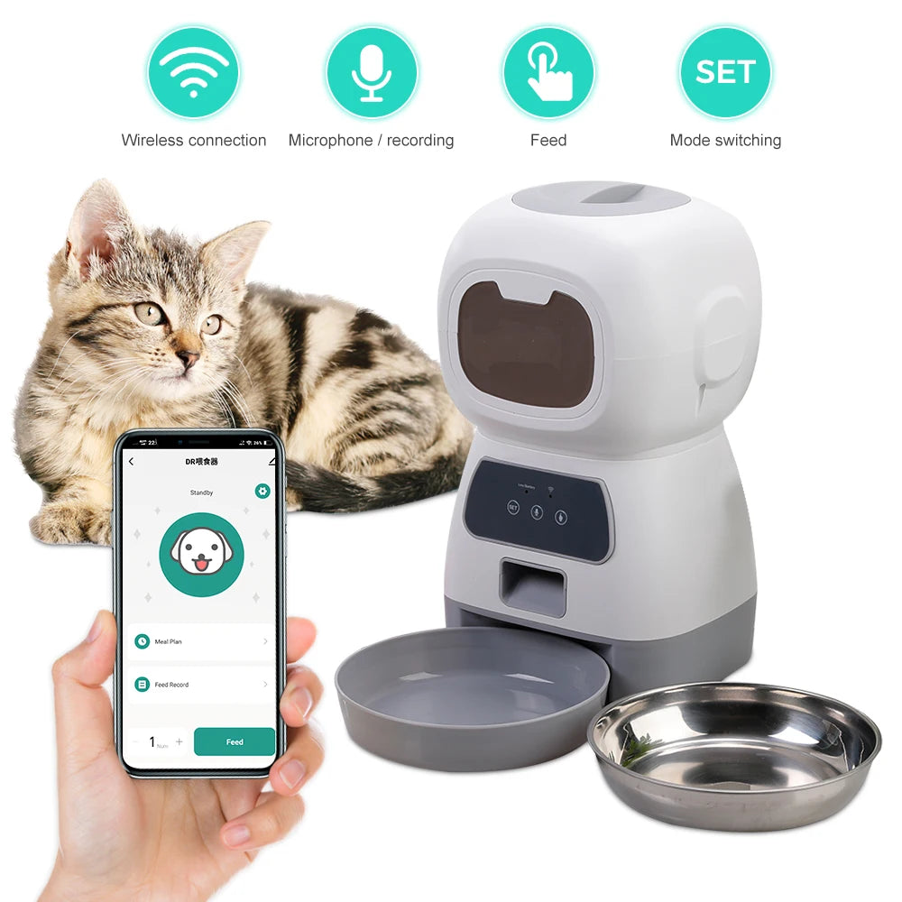 Automatic Cat Feeder 3.5L Dog Dry Food Dispenser Bowl 2L Pet Dogs Water Fountain Drinking Feeding For Pet Smart Tuya WIFI Feeder