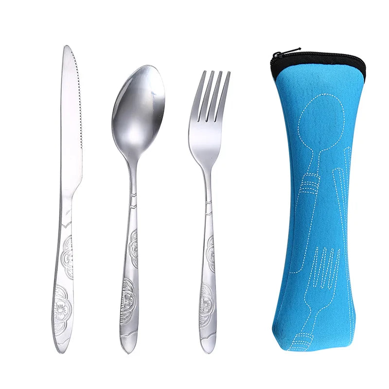 Picnic Set Tableware Washable with Zipper Travel Cutlery Kit Case Portable Pouch for Dinner Household Tool Travel Camping Spoon