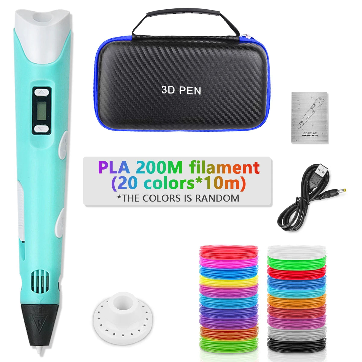 2023 Handwork 3D Pen 3d Printing Pen DIY Drawing Pens PLA Filament Birthday Christmas Gift For Kids Children with Power Adapter