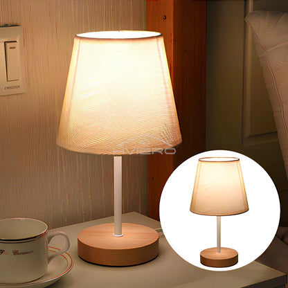 Solid Wood Cloth Nordic Decorative Table Bedroom Bedside Lamp Simple Creative Remote Control Small Night Light Energy Saving Led