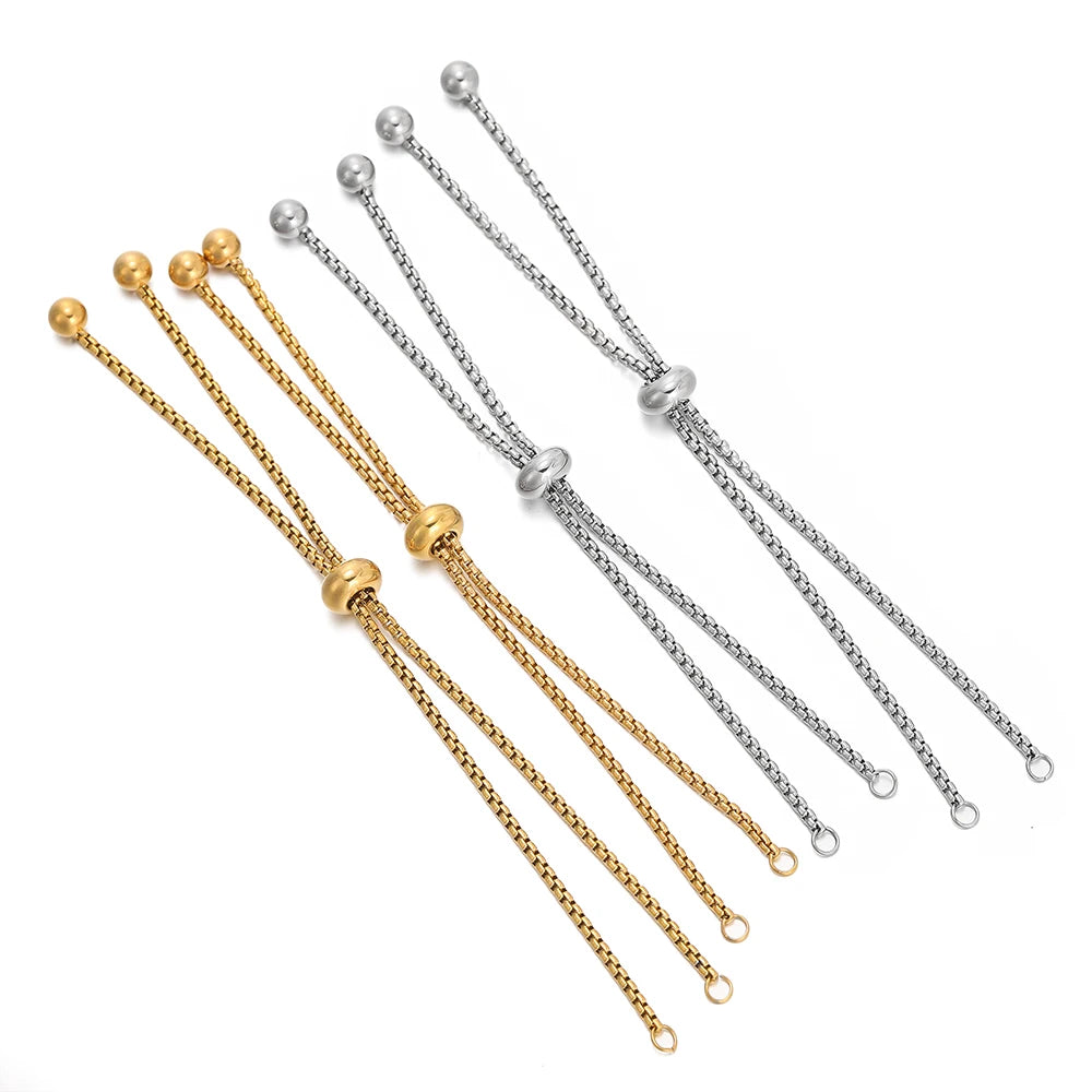 3pcs/lot Adjustable 304 Stainless Steel Bracelet Makings Slider Extender Box Chains with Ball Ends for DIY Jewelry Making