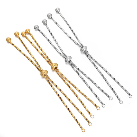 3pcs/lot Adjustable 304 Stainless Steel Bracelet Makings Slider Extender Box Chains with Ball Ends for DIY Jewelry Making