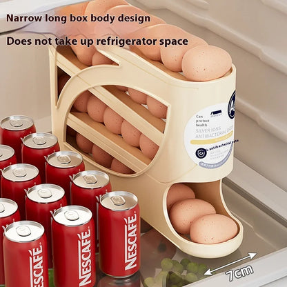 Refrigerator Egg Holder – Slide Out Egg Storage Container for Fridge Door – Auto-Rolling Egg Dispenser
