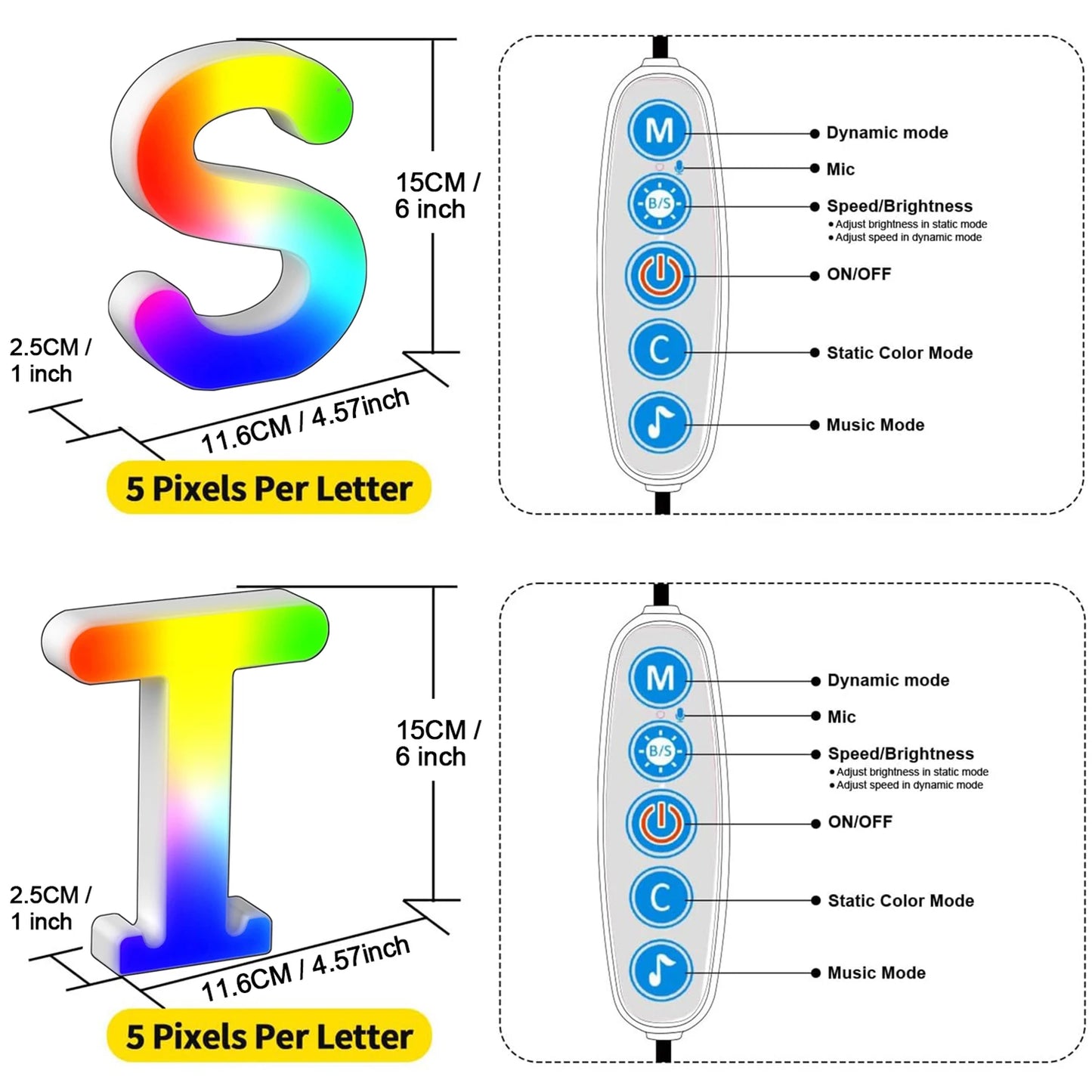 Smart LED Letters Lights Alphabet Light Decorative Name Letter Number Lamp Night Light USB MeRGBW App Music Sync Logo Game Home