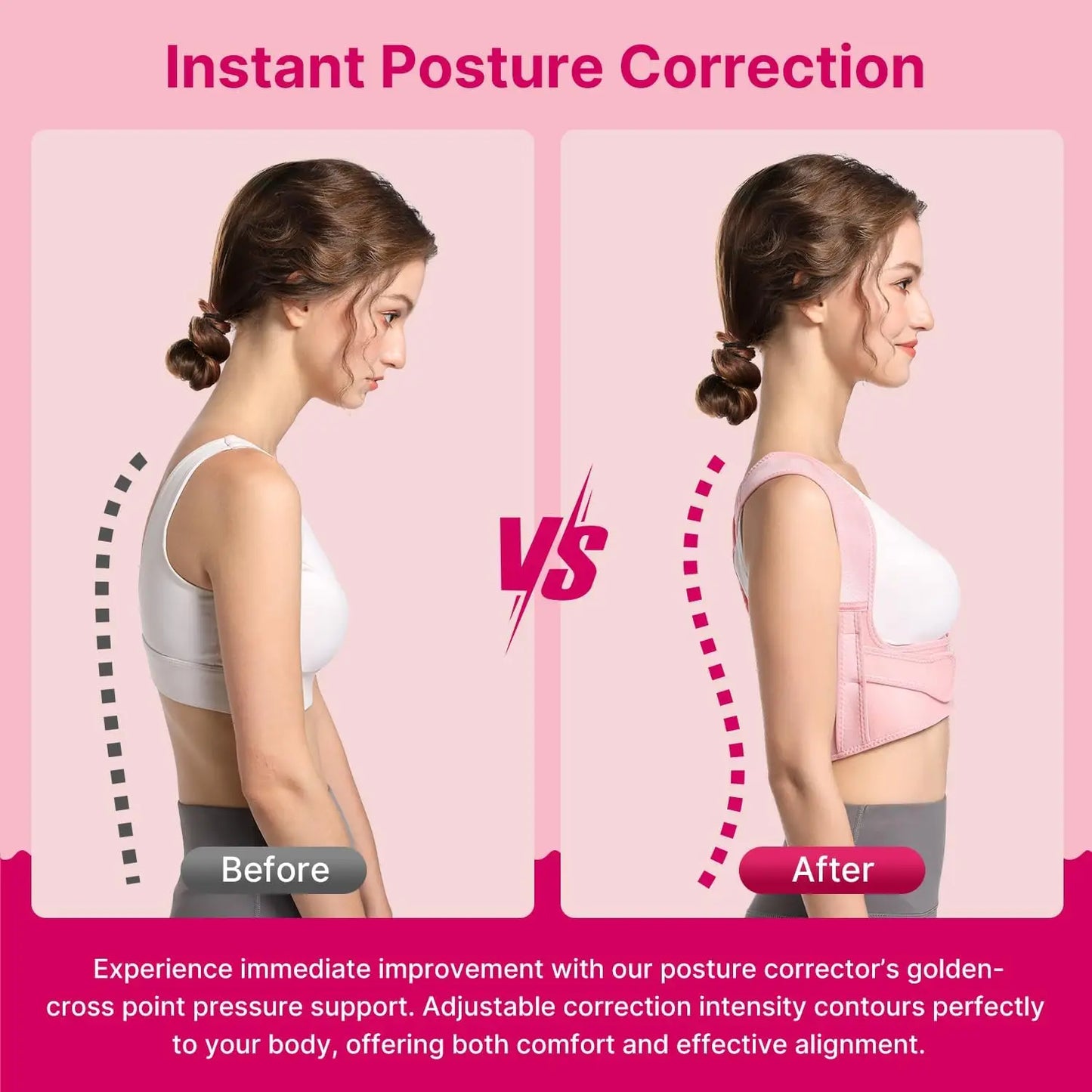 Posture Correct for Women: Shoulder Straightener Adjustable Full Back Support Upper&Lower Back Relief Pain，Sport Back Brace
