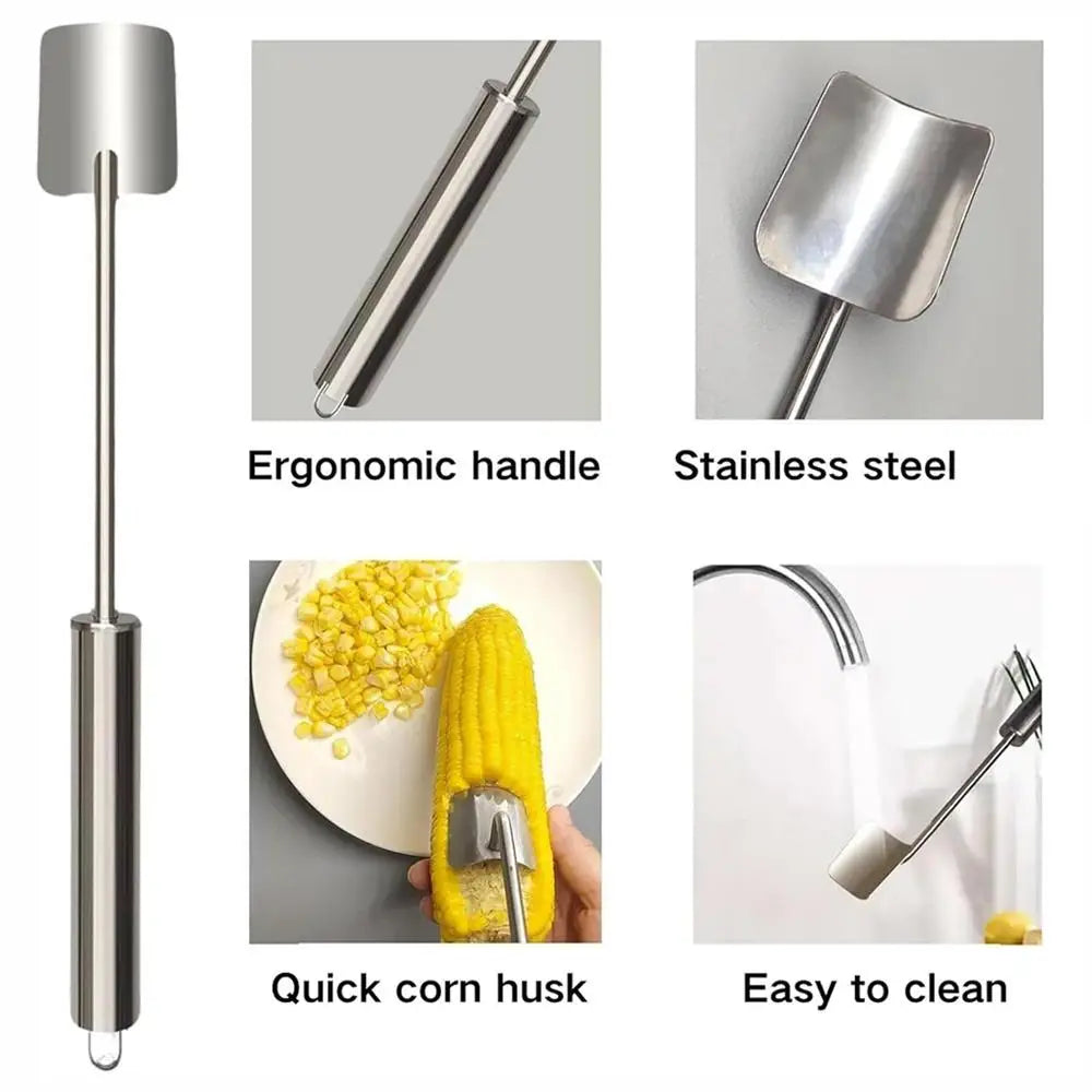 Long Handle Stainless Steel Corn Stripping Tool Corn Stripper Tool Corn on the Cob Remover For Kitchen and Outdoor Dining