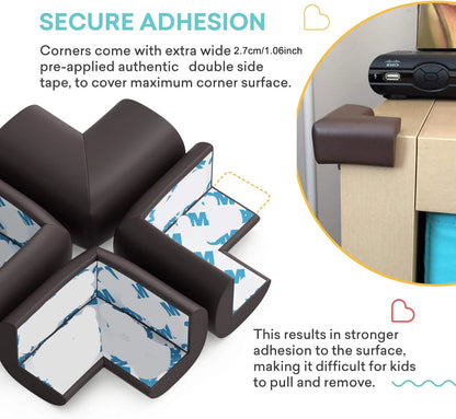4pcs Soft Baby Proofing Corner Guards - Pre-Taped Table Corner Protector for Child Safety Furniture Bumper & Sharp Edge