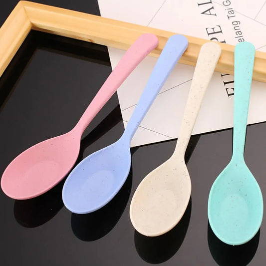 Soup Spoon Long Handle Cereal Spoon Plastic Serving Spoon Microwave Dishwasher Safe Porridge Spoon Kids Tableware Dinner Spoon