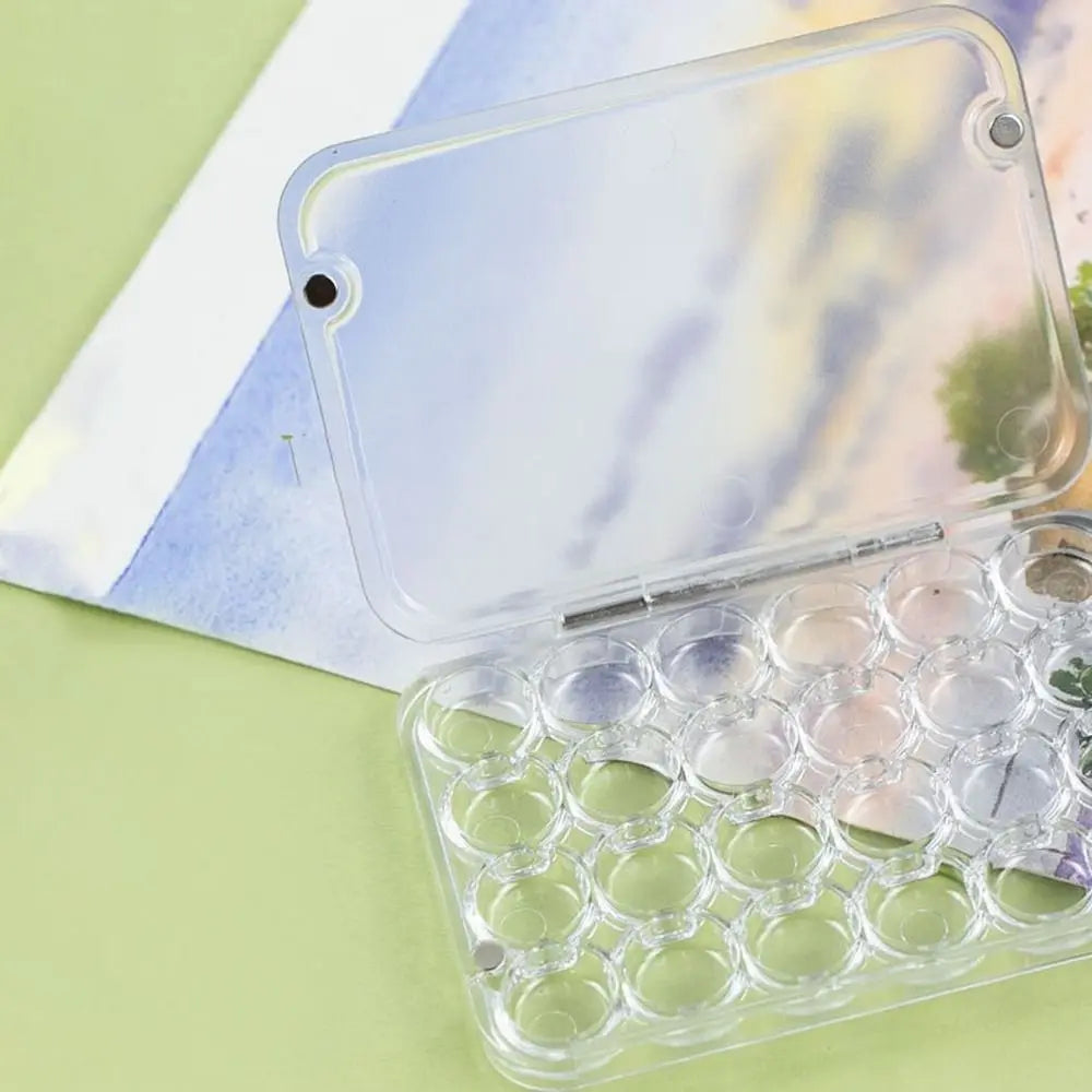 Art Supplies 24 Grids Mini Watercolor Palette Transparent Acrylic Watercolor Paint Tray Empty Sealed Paint Box Travel