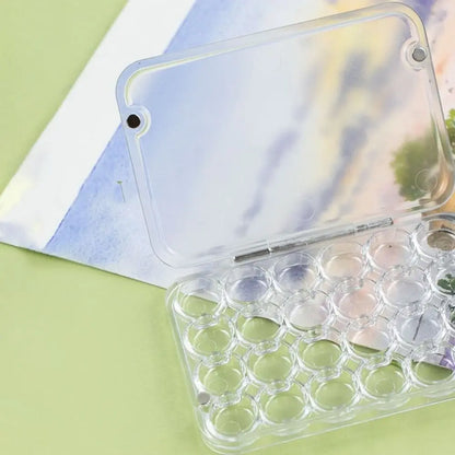 Art Supplies 24 Grids Mini Watercolor Palette Transparent Acrylic Watercolor Paint Tray Empty Sealed Paint Box Travel